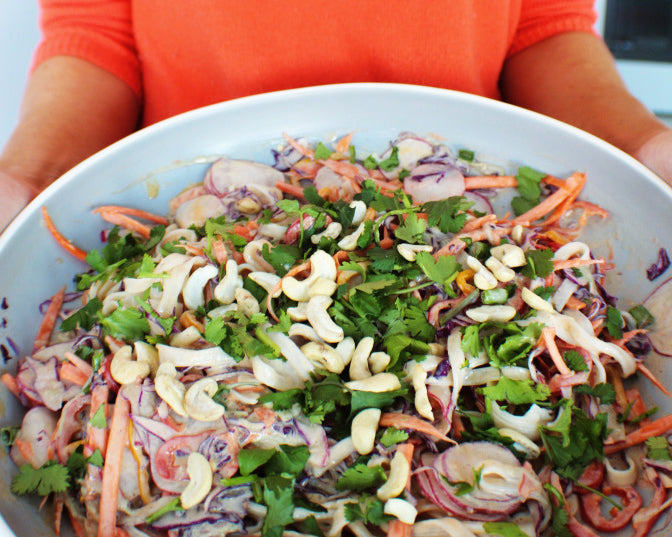 Thai Rainbow Noodle Salad with Peanut Sauce