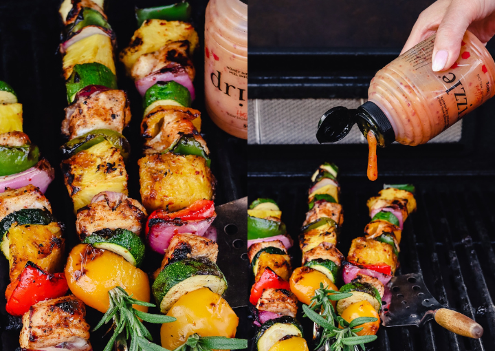 Hawaiian chicken kabobs with hot honey