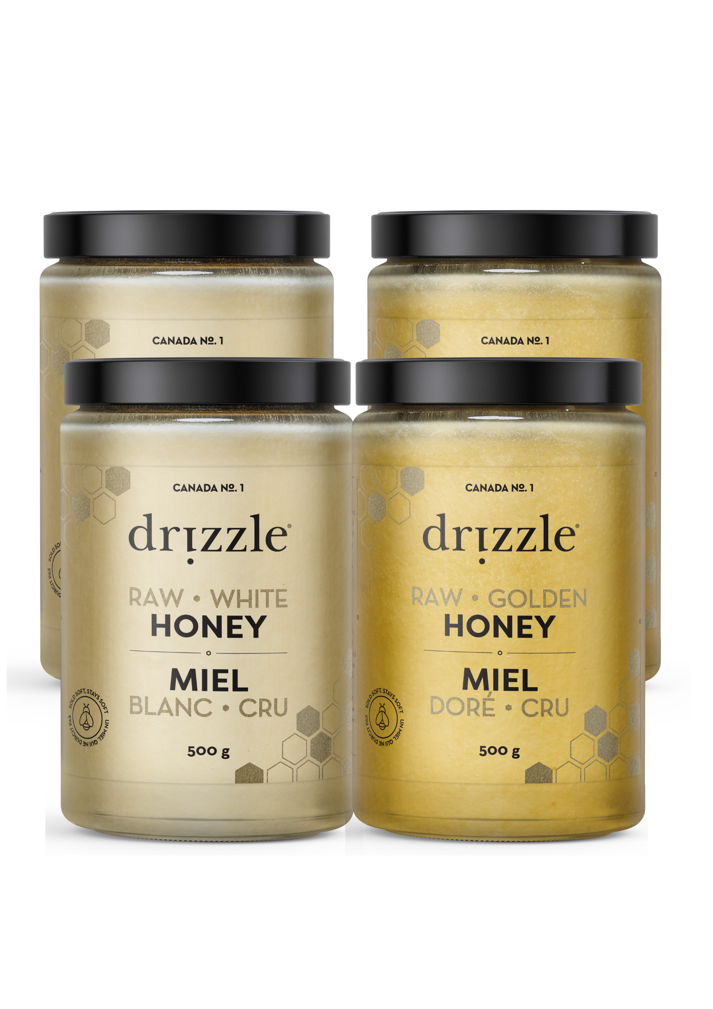 Golden & White Raw Canadian Honey (4 Pack)| Drizzle Honey
