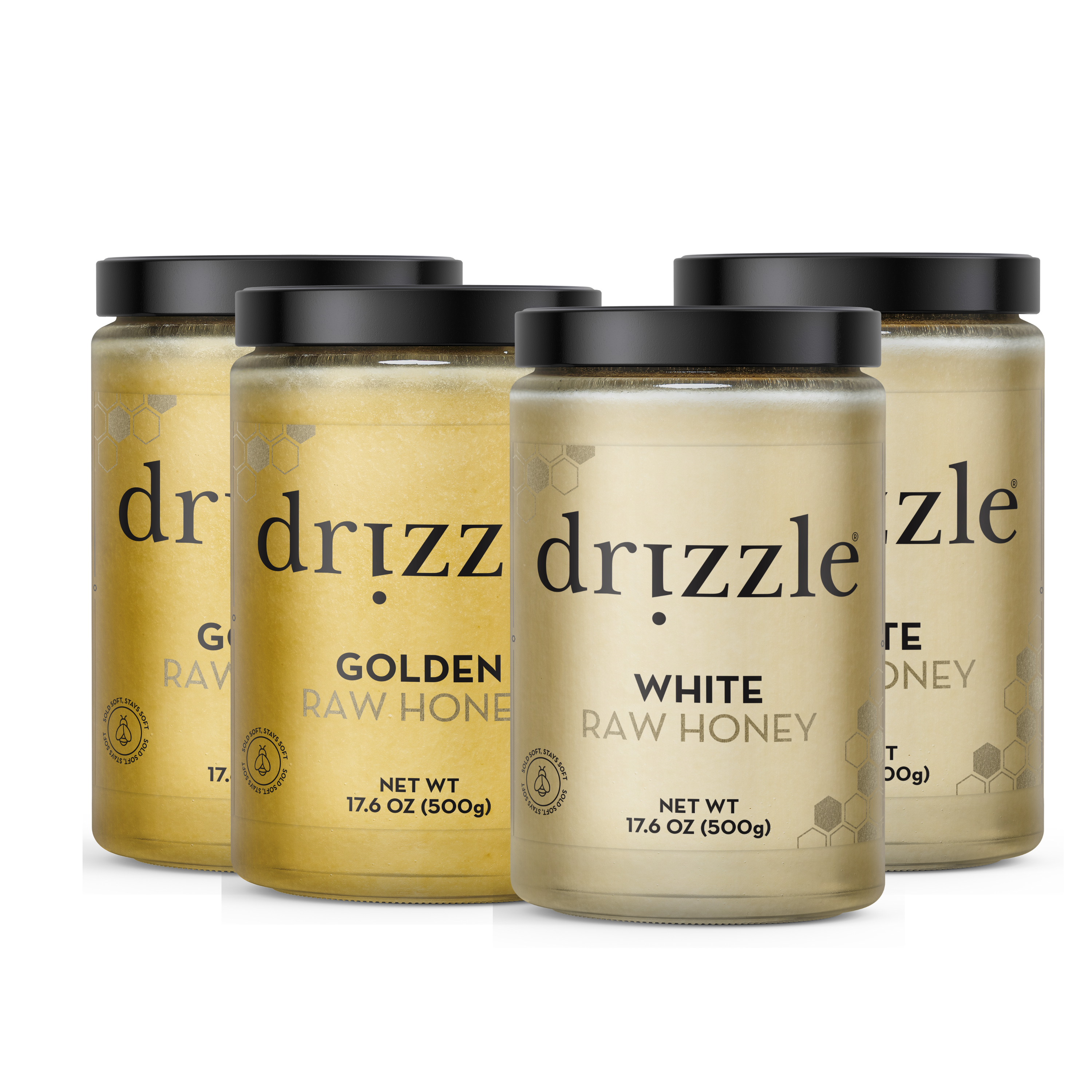 Drizzle Honey Rapper Golden & White Raw Canadian Honey (4 Pack)| Drizzle Honey
